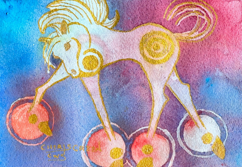 Click to view detail for Circle Game 5x7 Watercolor $150
